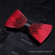 Factory Outlet 100% Hand-Made Natural Feather+PU Men′s Bow Tie Top Rank